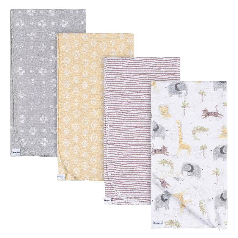 silky percale bed set-4-Pack Baby Neutral Animal Geo Flannel Blankets