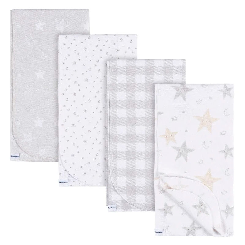 modern floral pillowcase-4-Pack Baby Neutral Celestial Flannel Blankets