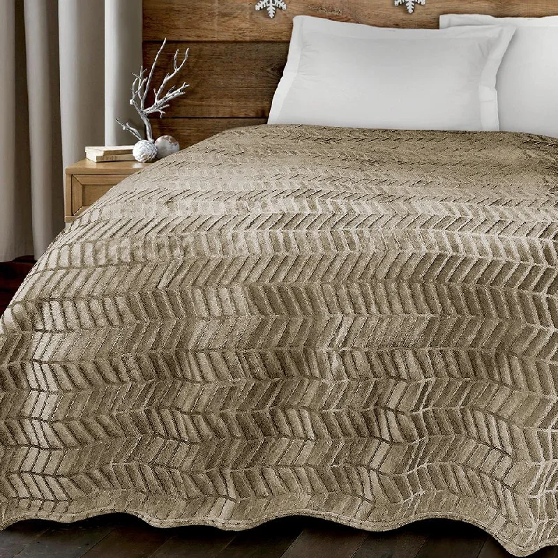 cooling cotton blanket-Adrien Lewis - Alto Taupe Embossed Plush Blanket