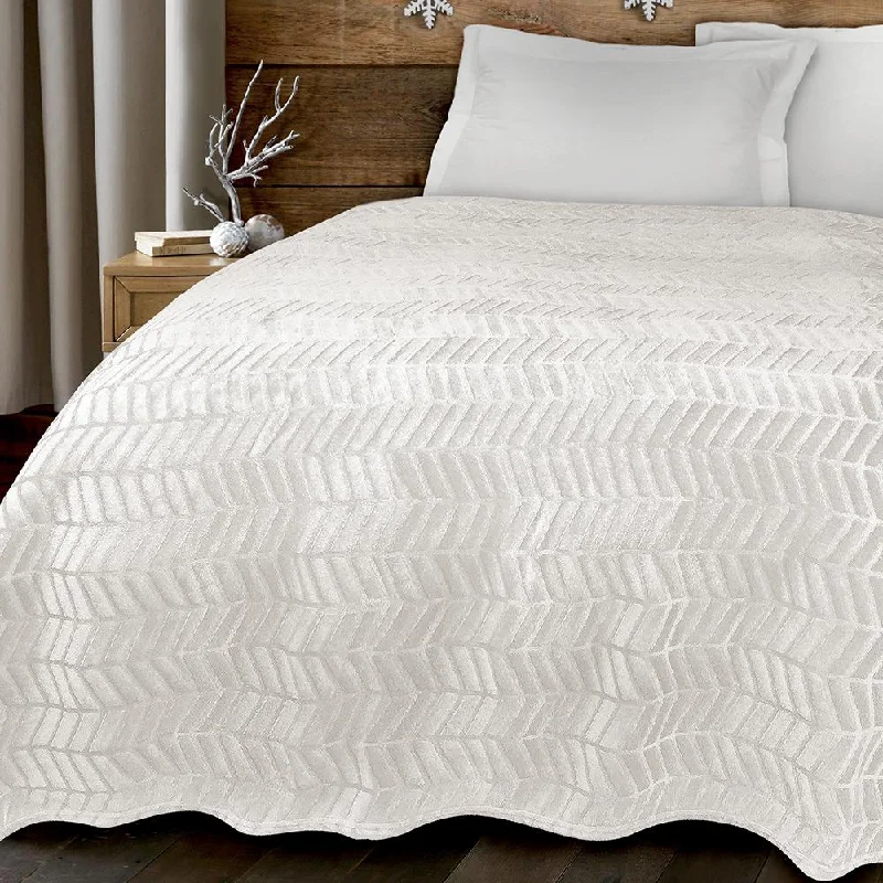 handwoven linen sheets-Adrien Lewis - Alto Ivory Embossed Plush Blanket