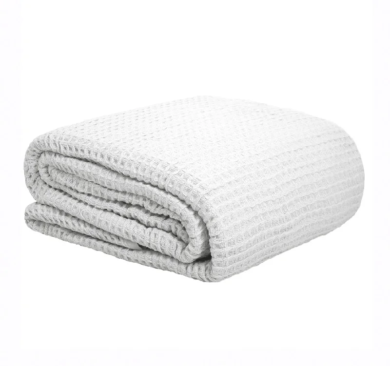 soft flannel duvet cover-Waffle Weave Blanket Range White