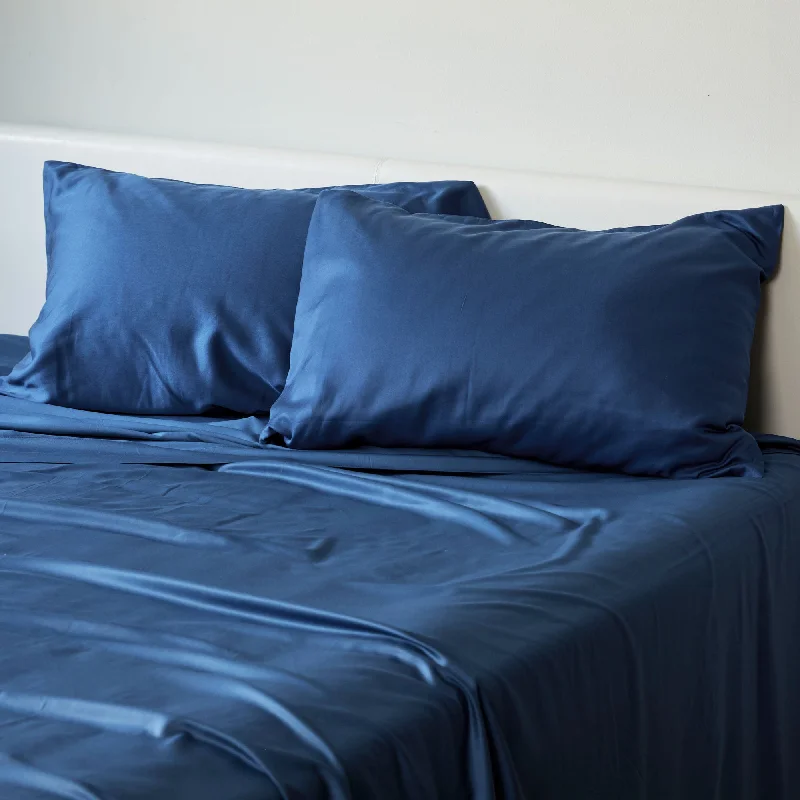 minimalist gray bed set-BedVoyage Luxury 100% viscose from Bamboo Pillowcase Set- Indigo