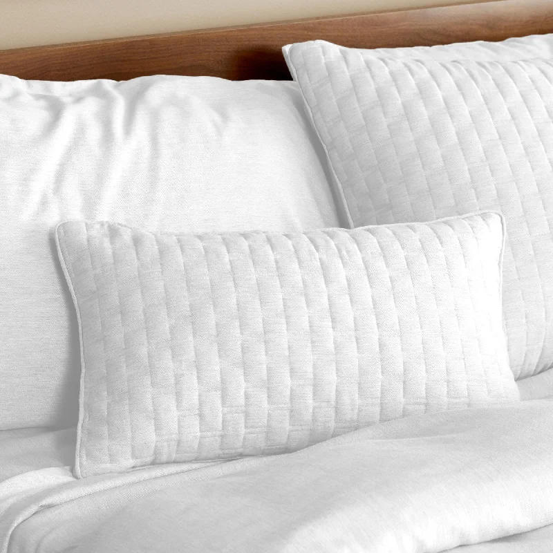 minimalist white blanket-BedVoyage Melange viscose from Bamboo Cotton Quilted Decorative Pillow- Snow