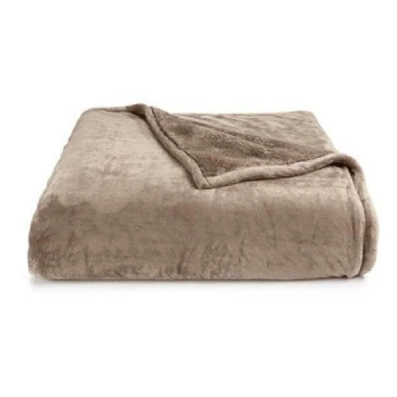 hypoallergenic bamboo throw-Berkshire Luxe Reversible Plush Full/Queen Blanket Alder - Brown