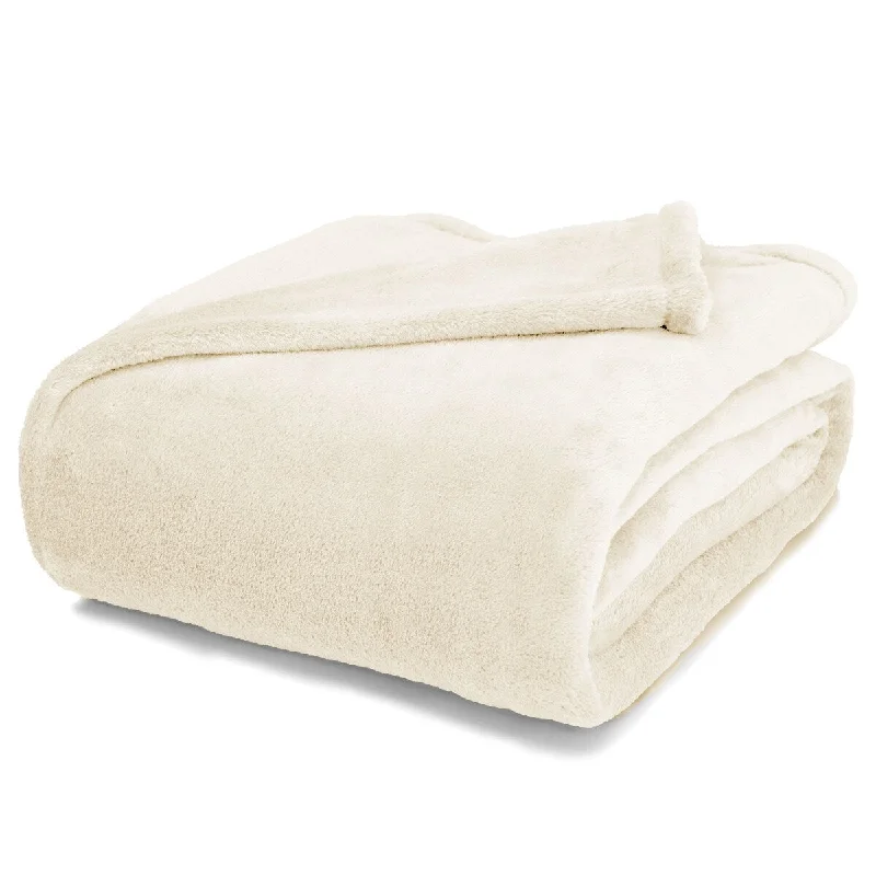 cooling gel bed topper-Berkshire Luxe Reversible Plush Full/Queen Blanket Vanilla Cream - Beige - Queen