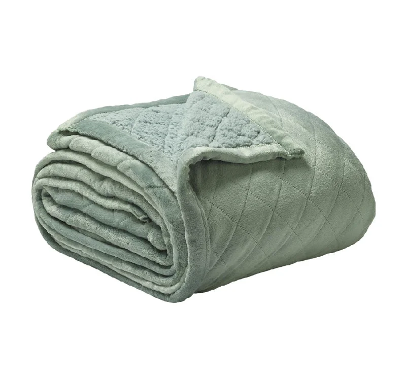 luxury fleece duvet-Mansfield Velvet Blanket Sage