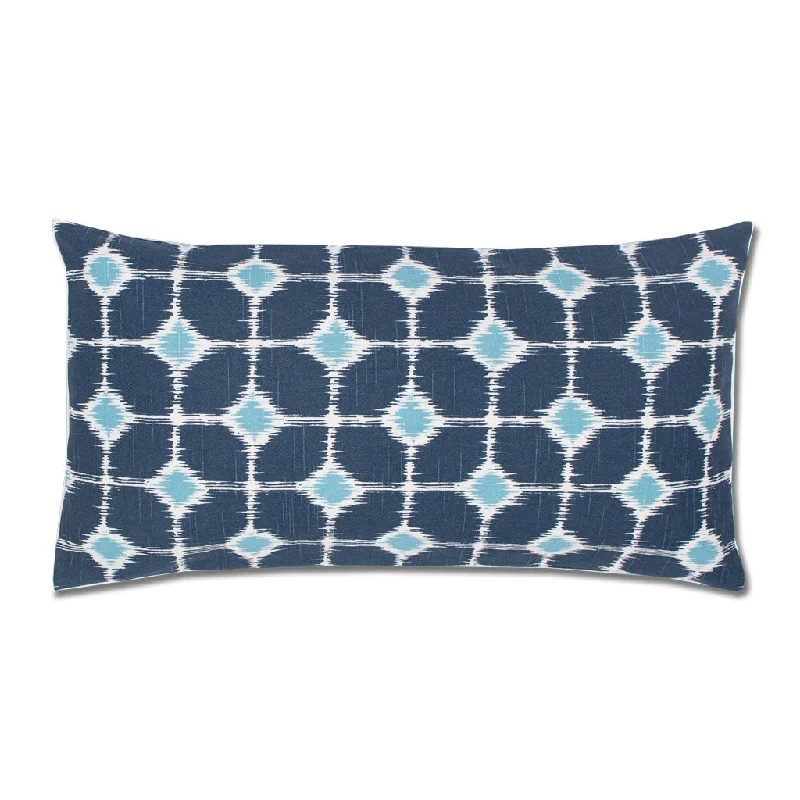 luxury velvet throw-Blue and White Ikat Diamonds Throw Pillow