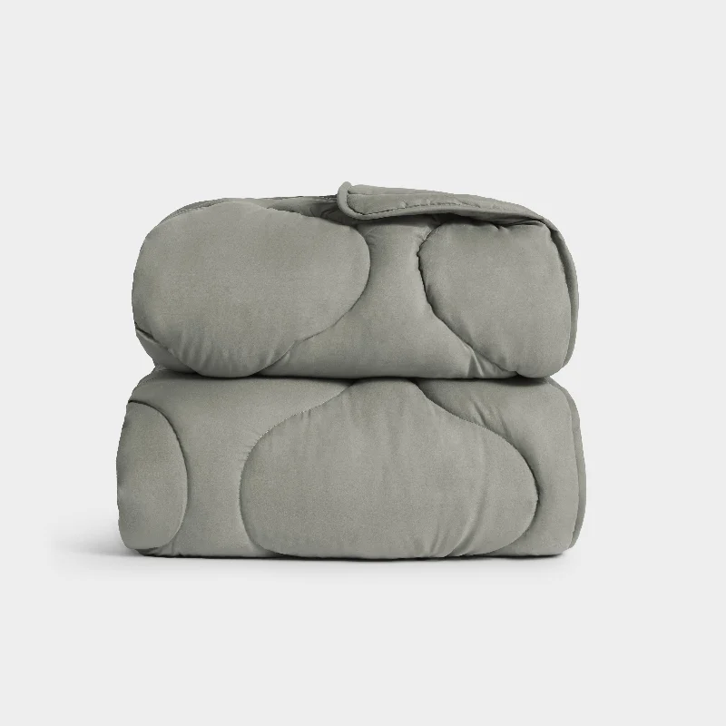 silky bamboo comforter-Quilted Snuggle Blanket in Grey