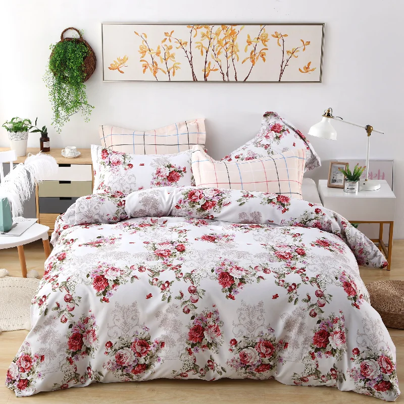 handwoven cotton throw-Candid Bedding Utlra Soft Floral 5 Piece Reversible Duvet Cover Set with 4 Pillow Shams