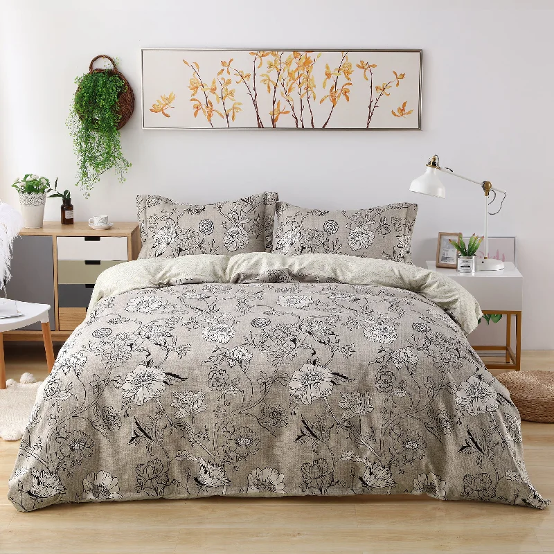 plush microfiber sheets-Candid Bedding Utlra Soft Floral 3 Piece Reversible Duvet Cover Set with 2 Pillow Shams