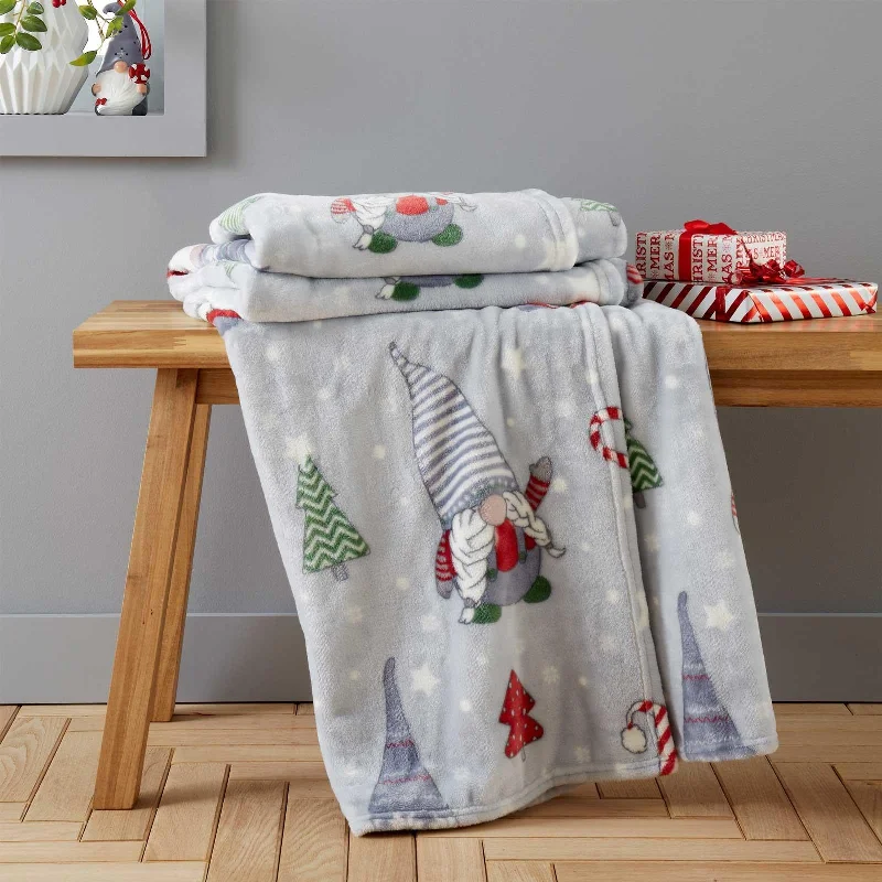 luxury jersey duvet cover-Christmas Festive Gnomes Throw Grey