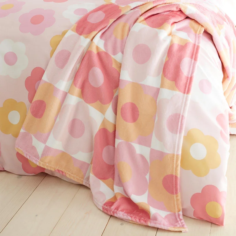 cooling bamboo bed topper-Retro Daisy Throw