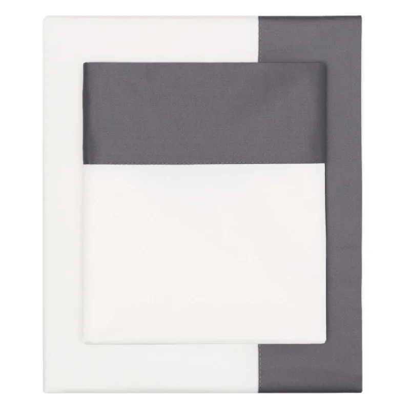 handwoven linen sheets-Charcoal Grey Border Sheet Set (Fitted, Flat, & Pillow Cases)