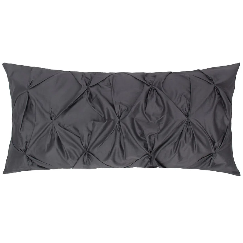 thick cotton bed set-Charcoal Grey Pintuck Throw Pillow