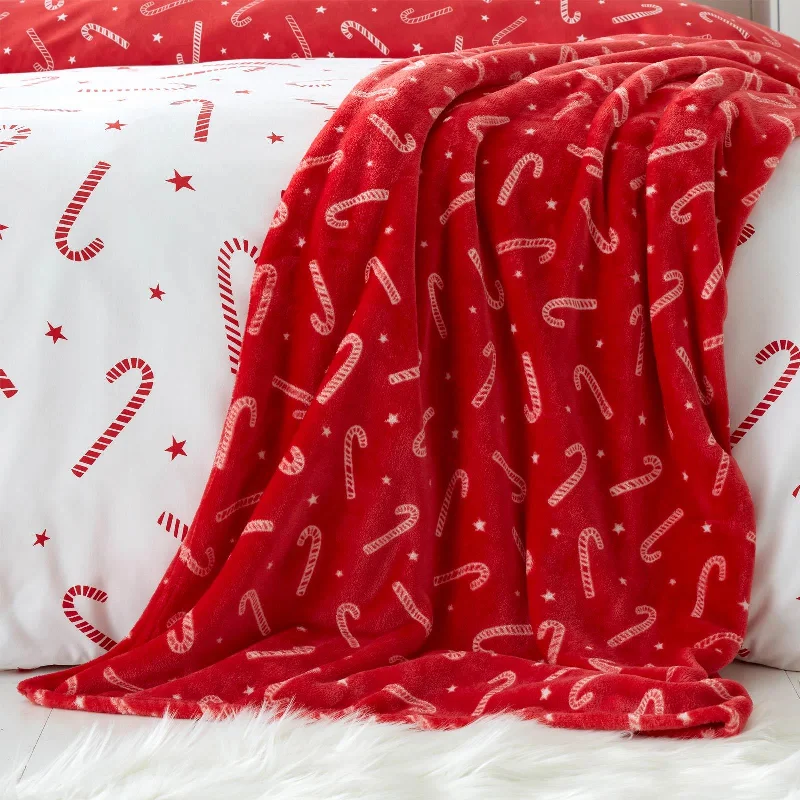 cozy bamboo duvet-Christmas Candy Cane Throw