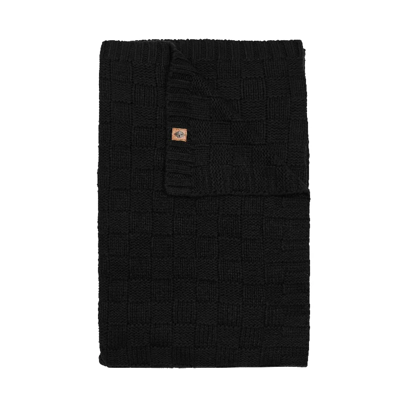 elegant satin bedspread-Chunky Knit Basket Weave Toddler Blanket in Midnight