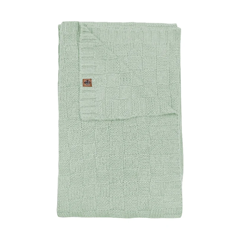 cooling cotton bed topper-Chunky Knit Basket Weave Toddler Blanket in Thyme