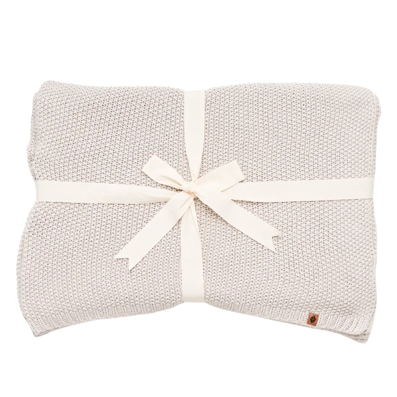 organic linen blanket-Chunky Knit Youth Blanket in Oat