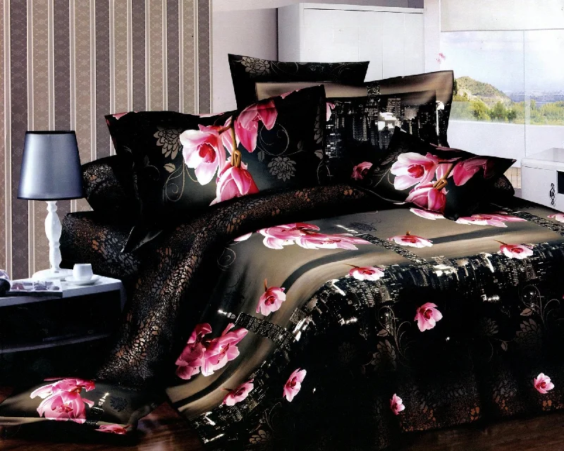 luxury velvet sheets-Metro Floral 3 Piece Luxury 100% Cotton Bedding Set: Duvet Cover and Pillowcases