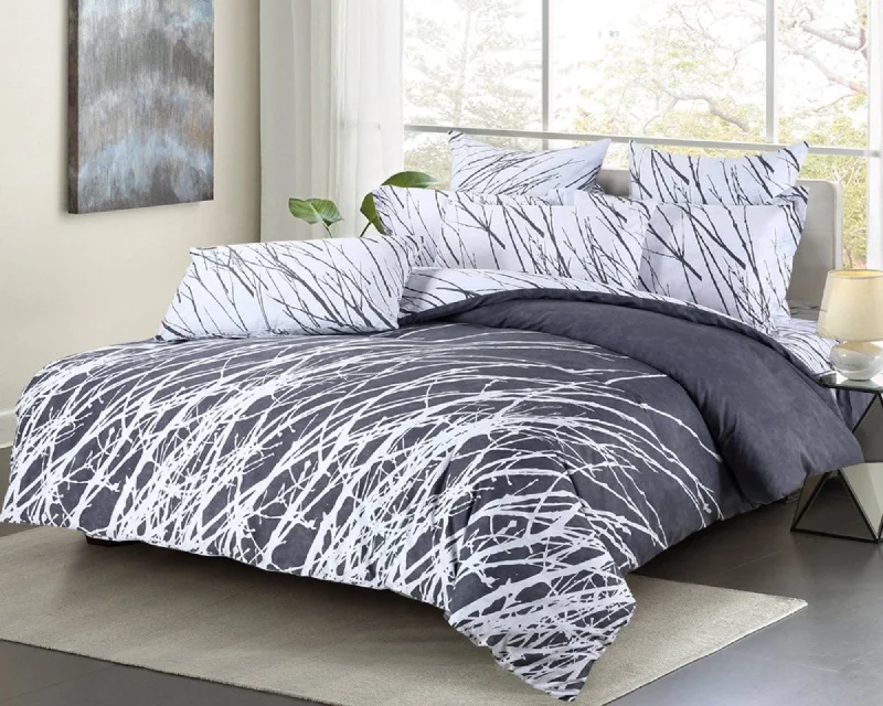 modern geometric quilt-Tree Branches 100% Cotton 5 Piece Bedding Set: Duvet Cover, Pillowcases and Pillow Shams