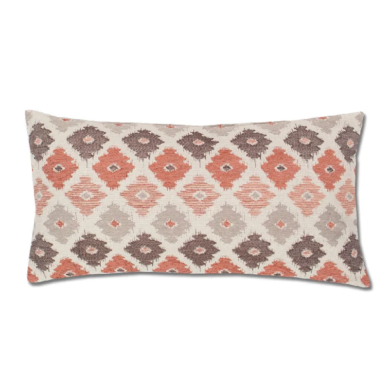 soft linen quilt-Coral and Brown Flowers Throw Pillow