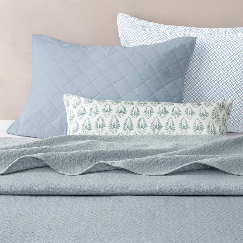 lightweight bamboo comforter-The French Blue Diamond Ikat Cotton Blanket