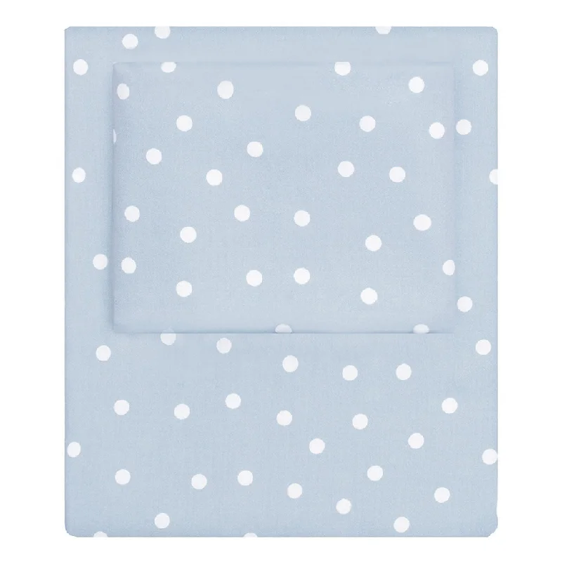 breathable bamboo comforter-French Blue Polka Dots Sheet Set  (Fitted, Flat, & Pillow Cases)