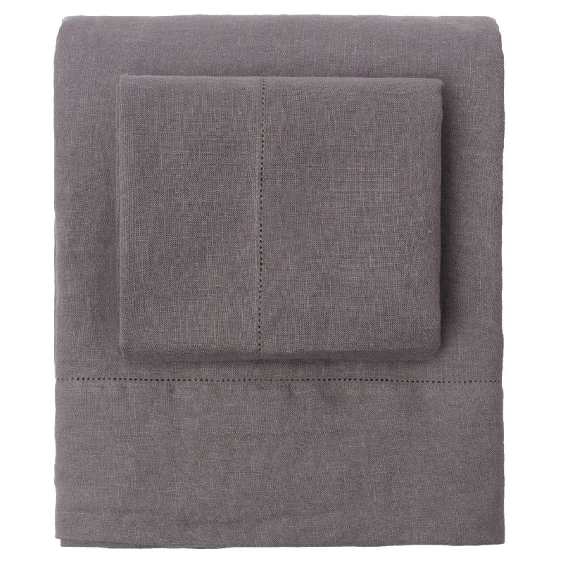 organic silk duvet-Grey Belgian Flax Linen Sheet Set (Fitted, Flat, & Pillow Cases)