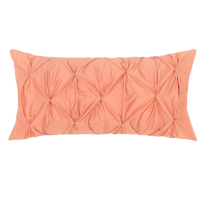 plush sateen pillow-Guava Pintuck Throw Pillow