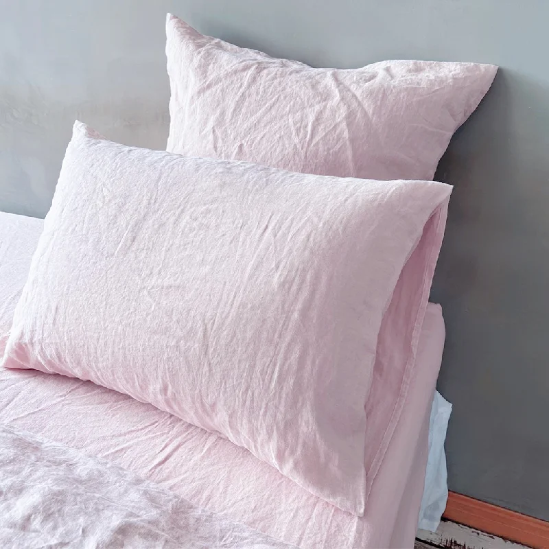 lightweight cotton quilt-Housewife Linen Pillowcases Pair Lilac Pink