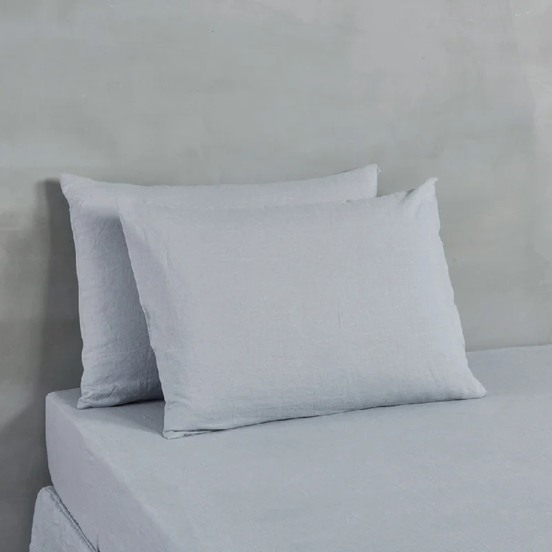 lightweight bamboo bed set-Housewife Linen Pillowcases Pair Mid Grey