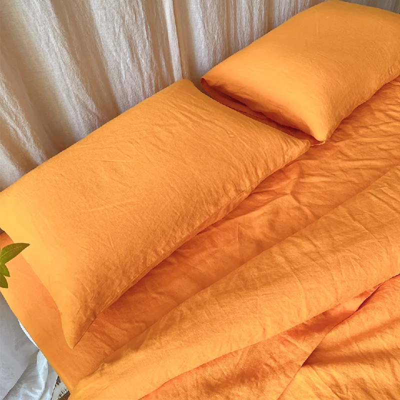 luxury fleece quilt-Housewife Linen Pillowcases Pair Orange