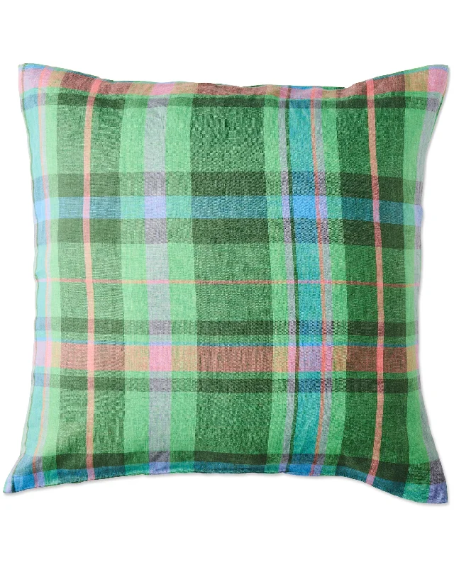 hand-stitched bamboo duvet-Jewel Of The Nile Tartan Linen European Pillowcases