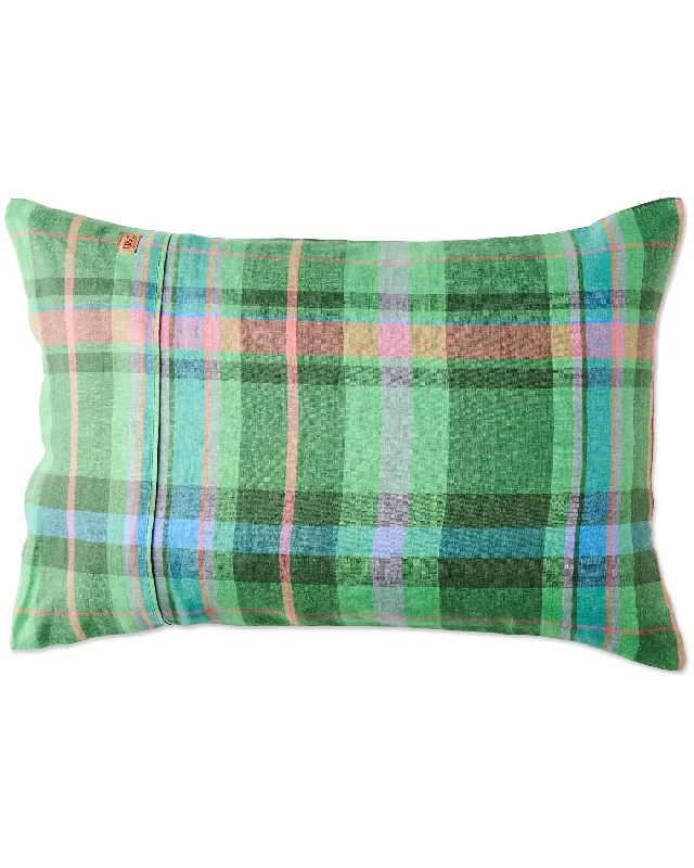 hypoallergenic wool pillow-Jewel Of The Nile Tartan Linen Pillowcases