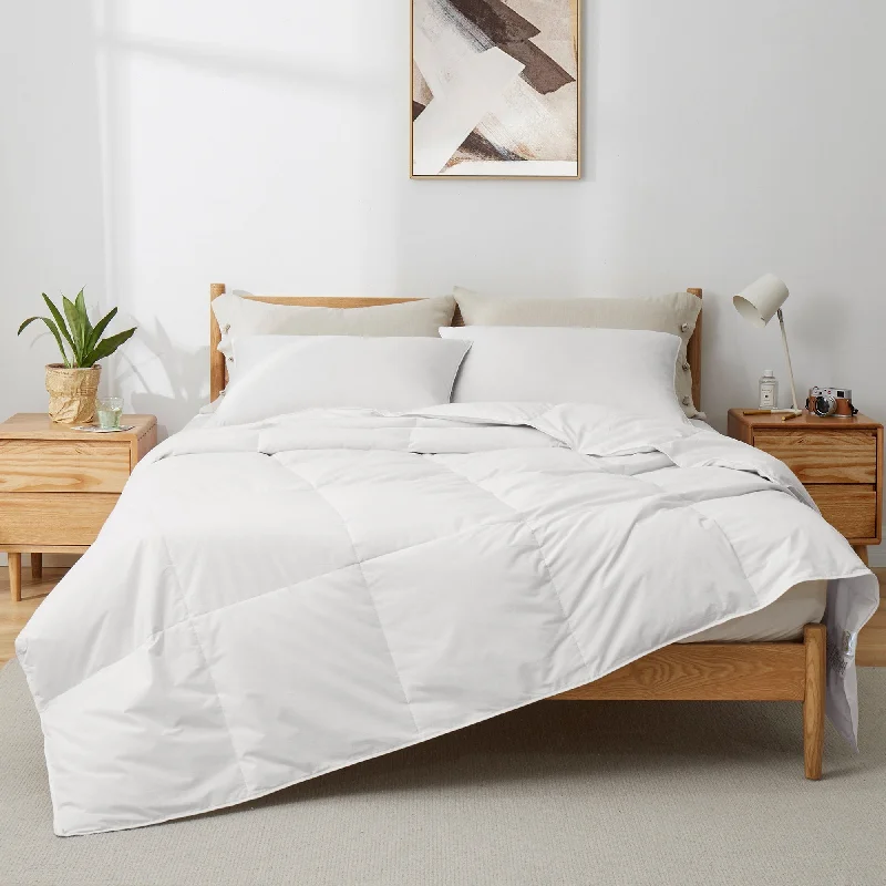 breathable jersey bed set-Lightweight White Goose Down Feather Blanket