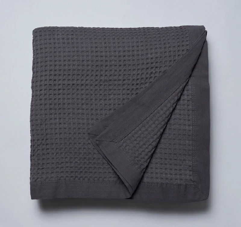 silky percale pillowcase-Cotton Waffle Blanket Range Charcoal