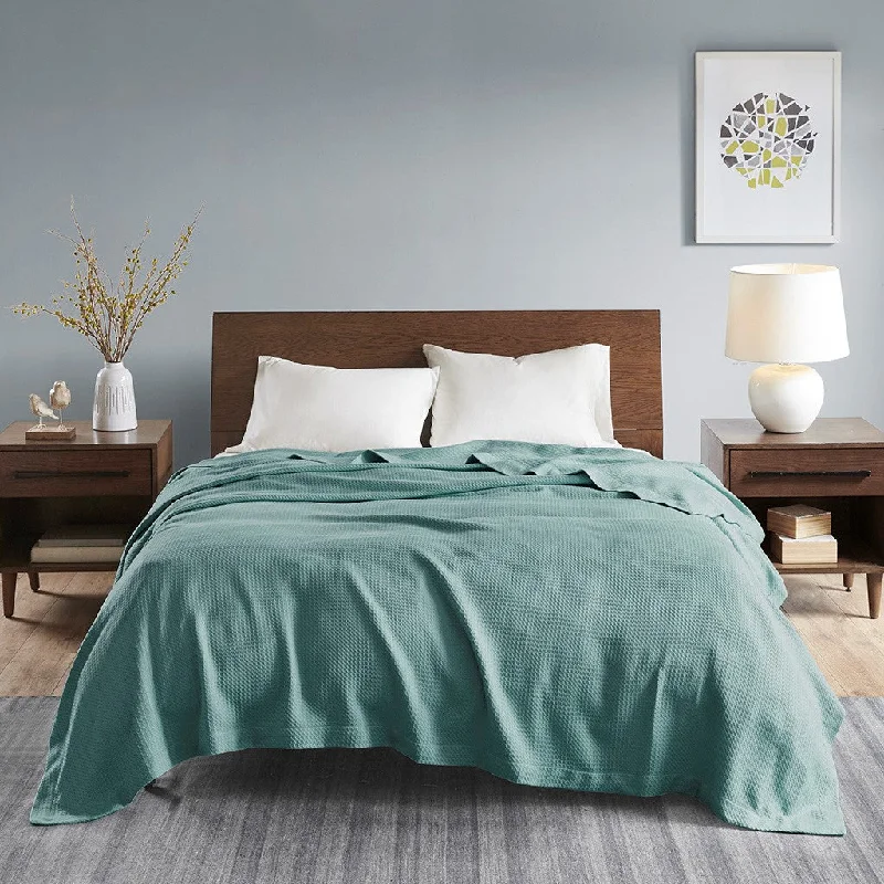 handwoven silk sheets-Egyptian Cotton Blanket - Teal - Full Size / Queen Size