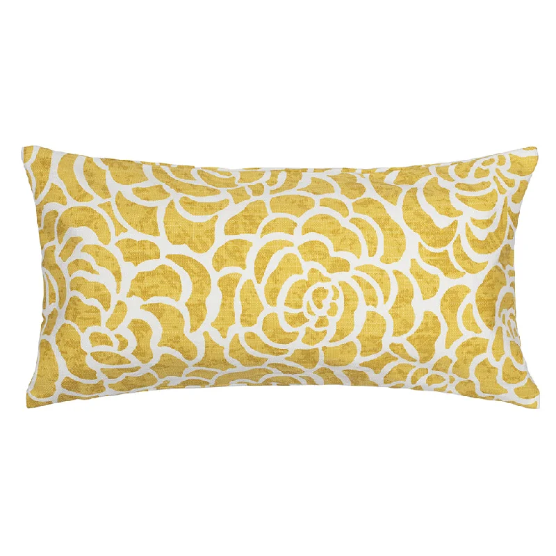 colorful floral quilt-Marigold Peony Throw Pillow