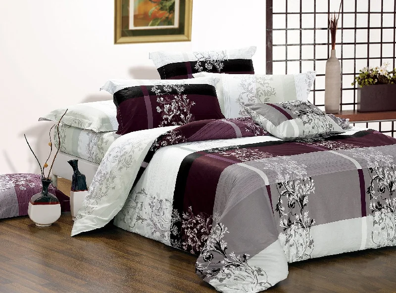 modern floral bed set-May 5 Piece 100% Cotton Bedding Set: Duvet Cover, Two Pillowcases and Two Pillow Shams