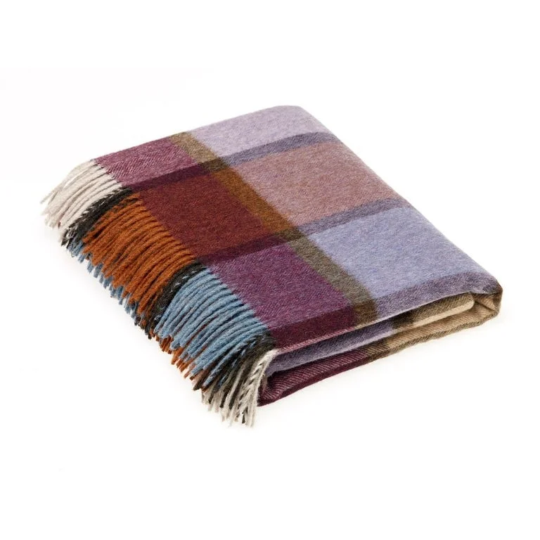 cooling jersey bed topper-Merino Lambswool Throw Blanket - Pateley Damson - Made in England