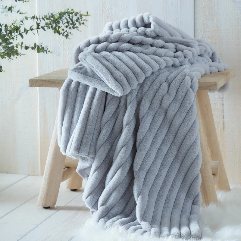 hand-stitched bamboo duvet-Morritz Faux Fur Throw Grey