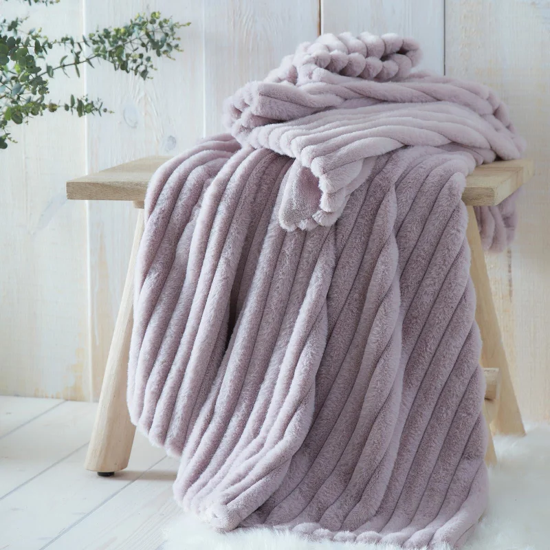 hypoallergenic satin pillowcase-Morritz Faux Fur Throw Mauve