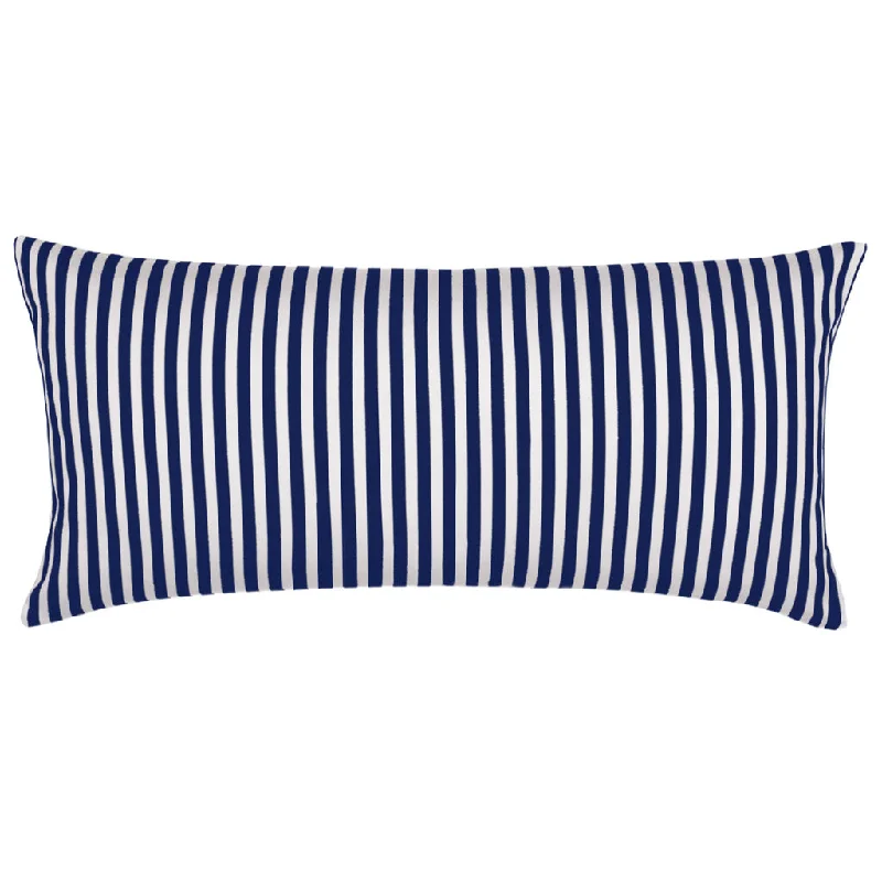 vintage wool comforter-Navy Blue Striped Throw Pillow