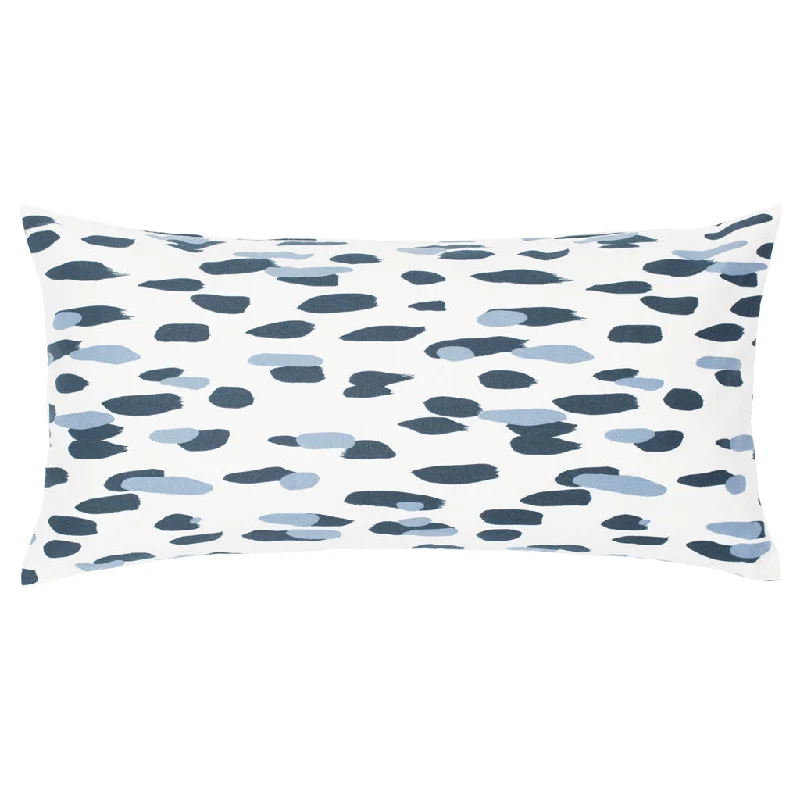 thick fleece bedspread-Navy and Dusk Blue Brushstrokes Throw Pillow