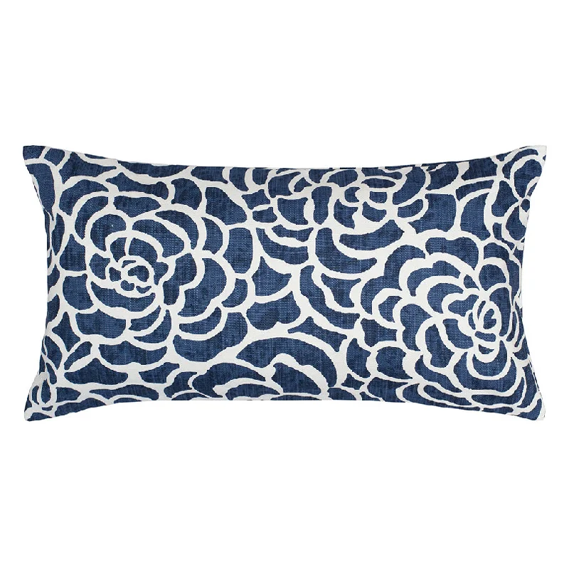 cooling gel bed topper-Navy Peony Throw Pillow