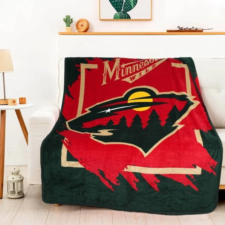 hand-stitched bamboo throw-NHL Minnesota Wild Dimensional Micro Raschel Throw Blanket