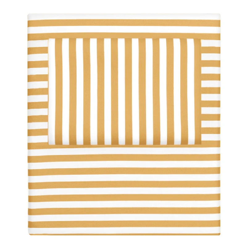 modern striped pillow-Ochre Striped Sheet Set (Fitted, Flat, & Pillow Cases)