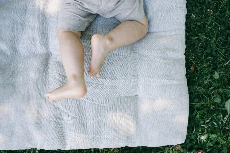 cozy fleece comforter-Organic Play mat filled HEMP Fiber in non-dyed linen fabric  Nursery Baby Blanket Blanky padded