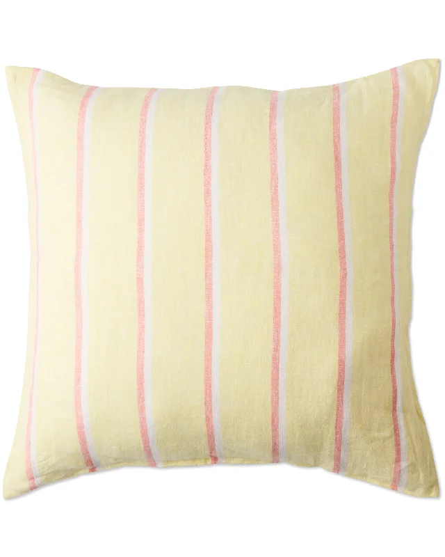 thick wool comforter-Pina Colada Stripe Linen European Pillowcases