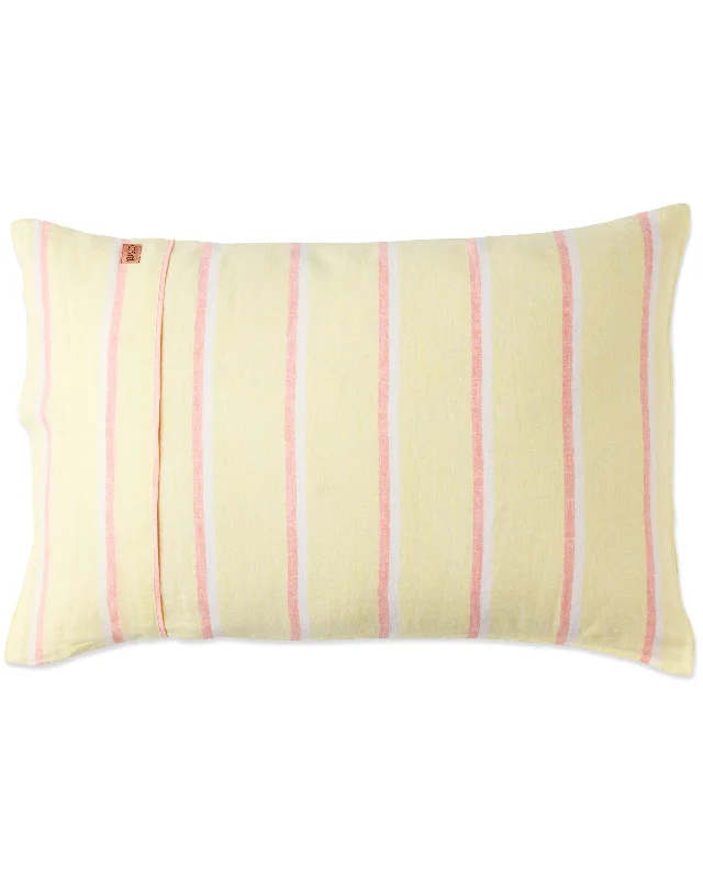 silky linen pillowcase-Pina Colada Stripe Linen Pillowcases